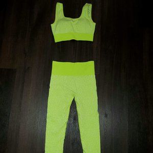 NEW Leopard Print lime green yoga activewear set